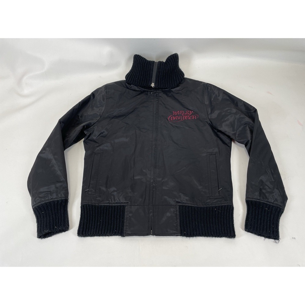 Harley Davidson‎ Full Zip Jacket Knit Collar Cuffs Riding Style Womens Size S